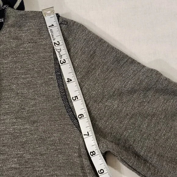 Weekend by Chico's Striped Collar Top Sz 0 (S/M) Cowl Neck Gray Blue Long Sleeve - Picture 13 of 16